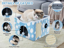Sky Patter Double - Layer Cat House with Scratching Mat Foldable Enclosed Cat Cave Pet Cube House Nest for Indoor - NZHomeware