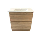SLIM 600X360X860MM PLYWOOD FLOOR STANDING VANITY - LIGHT OAK WITH CERAMIC TOP - NZHomeware