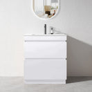 SLIM 750X360X860MM PLYWOOD FLOOR STANDING VANITY - GlOSS WHITE WITH CERAMIC TOP - NZHomeware