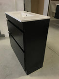 SLIM 900X360X860MM PLYWOOD FLOOR STANDING VANITY - BLACK WITH CERAMIC TOP - NZHomeware