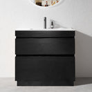 SLIM 900X360X860MM PLYWOOD FLOOR STANDING VANITY - BLACK WITH CERAMIC TOP - NZHomeware