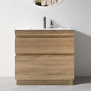 SLIM 900X360X860MM PLYWOOD FLOOR STANDING VANITY - LIGHT OAK WITH CERAMIC TOP - NZHomeware