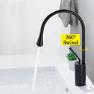 Solid Brass Black 360° Swivel Spout Tall Basin Mixer Tap - NZHomeware