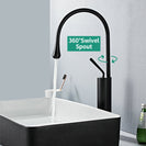 Solid Brass Matte Black 360° Swivel Spout Tall Basin Mixer Tap - NZHomeware