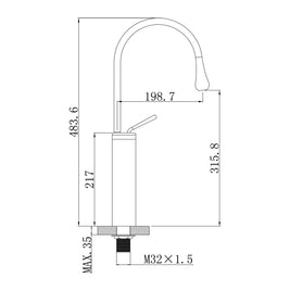 Solid Brass Matte Black 360° Swivel Spout Tall Basin Mixer Tap - NZHomeware