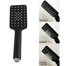 Square 3 Functions Matte Black Rainfall Hand Held Shower Head Only - NZHomeware