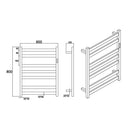 Square 7Bars 800Hx600Wx120D mm Heated Towel Rack With Timer Chrome - NZHomeware