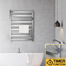 Square 7Bars 800Hx600Wx120D mm Heated Towel Rack With Timer Chrome - NZHomeware