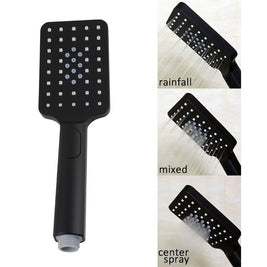 Square Black Wall Mounted Sliding Rail with Handheld Shower and Water Hose & Wall Connector - NZHomeware