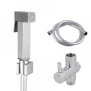 Square Brass Brushed Nickel Toilet Bidet Spray Wash Kit Diverter Set with 1.2m PVC Hose - NZHomeware