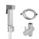 Square Brass Brushed Nickel Toilet Bidet Spray Wash Kit Diverter Set with 1.2m PVC Hose - NZHomeware