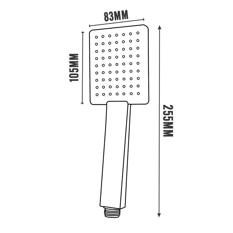 Black Square Hand held Shower Hand Shower Head Only size guide 1