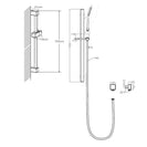 Square Chrome Shower Rail with handheld shower - NZHomeware