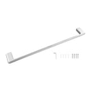 Square Chrome Single Towel Rail 600mm Solid Brass Wall Mounted - NZHomeware