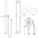 Square Chrome Sliding Shower Rail with Handheld Shower Wall Connector Set - NZHomeware
