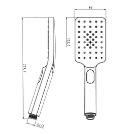 Square Chrome Sliding Shower Rail with Handheld Shower Wall Connector Set - NZHomeware