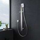 Square Chrome Sliding Shower Rail with Handheld Shower Wall Connector Set - NZHomeware