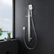 Square Chrome Sliding Shower Rail with Handheld Shower Wall Connector Set - NZHomeware