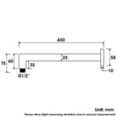 Square Chrome Stainless steel Wall Mounted Shower Arm 400mm - NZHomeware
