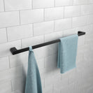 Square Matt Black Single Towel Rail 600mm Solid Brass Wall Mounted - NZHomeware