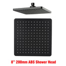 Square Matte Black 200mm ABS Shower Head with Ceiling Mounted Shower Arm - NZHomeware