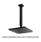 Square Matte Black 200mm ABS Shower Head with Ceiling Mounted Shower Arm - NZHomeware