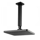 Square Matte Black 200mm ABS Shower Head with Ceiling Mounted Shower Arm - NZHomeware