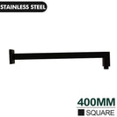 Square Matte Black 200mm ABS Shower Head with Wall Mounted Shower Arm - NZHomeware
