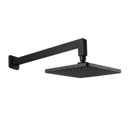 Square Matte Black 200mm ABS Shower Head with Wall Mounted Shower Arm - NZHomeware