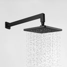 Square Matte Black 200mm ABS Shower Head with Wall Mounted Shower Arm - NZHomeware