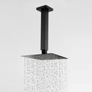 Square Matte Black 250mm Shower Head with Ceiling Mounted Shower Arm - NZHomeware