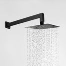 Square Matte Black 250mm Shower Head with Wall Mounted Shower Arm - NZHomeware