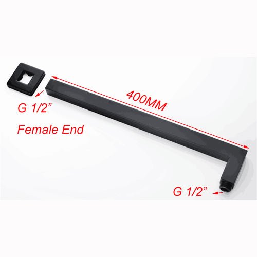 Square Matte Black 250mm Shower Head with Wall Mounted Shower Arm size guide 2
