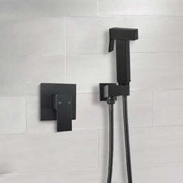 Square Matte Black Handheld Shower With Bidet Shower Mixer Tap Set - NZHomeware