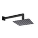 Square Matte Black Rainfall Shower Head with Wall Mounted Shower Arm - NZHomeware