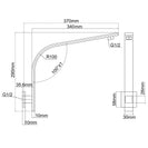 Square Nero Black Gooseneck Wall Shower Arm - NZHomeware