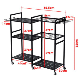 6 Tier Garden Tool Organizer with Wheels Heavy Duty Metal Garage Storage Rack for Yard & Shed - NZHomeware