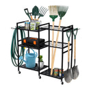 6 Tier Garden Tool Organizer with Wheels Heavy Duty Metal Garage Storage Rack for Yard & Shed - NZHomeware