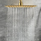 250mm 10 inch Stainless steel Brushed Yellow Gold Super - slim Square Rainfall Shower Head - NZHomeware