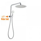 300mm Height Chrome Round Twin Shower Set Top Water Inlet - NZHomeware