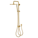 10 inch Round Brushed Yellow Gold Twin Shower Set Top/Bottom Water Inlet with Brass Handheld Shower - NZHomeware