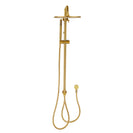 10 inch Round Brushed Yellow Gold Twin Shower Set Top/Bottom Water Inlet with Brass Handheld Shower - NZHomeware