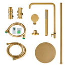 10 inch Round Brushed Yellow Gold Twin Shower Set Top/Bottom Water Inlet with Brass Handheld Shower - NZHomeware