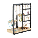 Tabletop Jewellery Organizer Stand 4 Tiers Earrings Holder Necklace Hook Jewelry Bracelet Watch Display Rack Ring Storage Shelf - NZHomeware