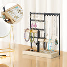 Tabletop Jewellery Organizer Stand 4 Tiers Earrings Holder Necklace Hook Jewelry Bracelet Watch Display Rack Ring Storage Shelf - NZHomeware