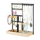 Tabletop Jewellery Organizer Stand 4 Tiers Earrings Holder Necklace Hook Jewelry Bracelet Watch Display Rack Ring Storage Shelf - NZHomeware