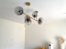 Unique Stylish Brushed Golden Pendant light with 6 Smoky Glass Ball - NZHomeware