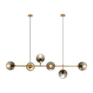 Unique Stylish Brushed Golden Pendant light with 6 Smoky Glass Ball - NZHomeware