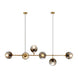 Unique Stylish Brushed Golden Pendant light with 6 Smoky Glass Ball - NZHomeware