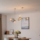 Unique Stylish Brushed Golden Pendant light with 6 Smoky Glass Ball - NZHomeware